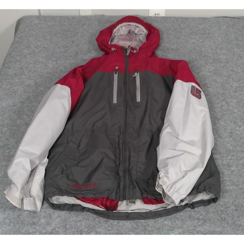 Burton 3 in 1 Snowboard Jacket Mens XL Y2K Red Gray White Removable Liner